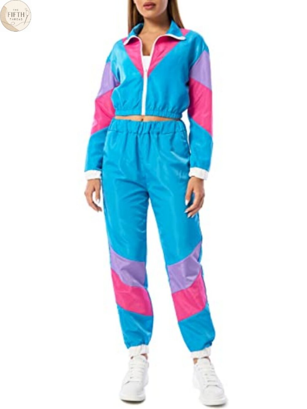 Womens 2 Piece Tracksuit Set Crop Zip Windbreaker Long Sleeve Lightweight
